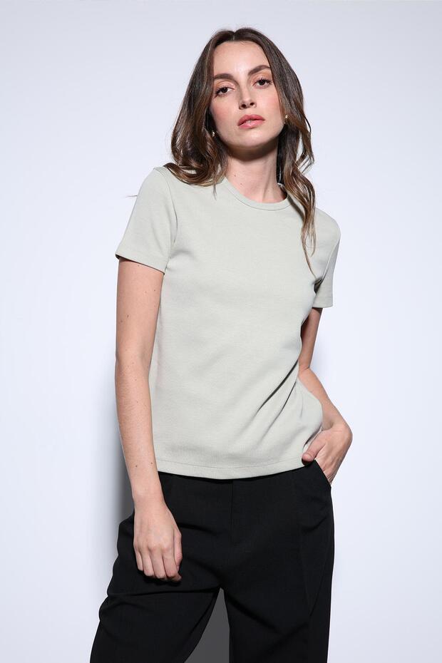 Açık Yeşil Basic Kadın T-Shirt - 2
