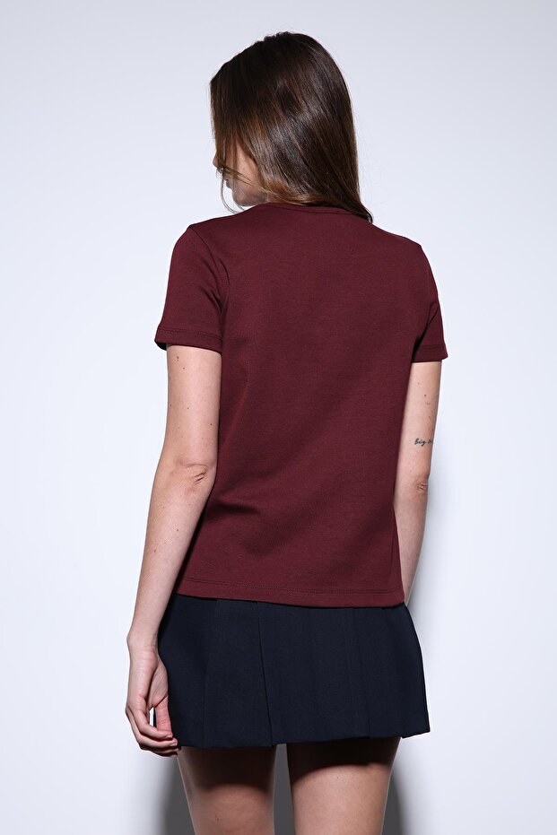 Bordo Basic Kadın T-Shirt - 6