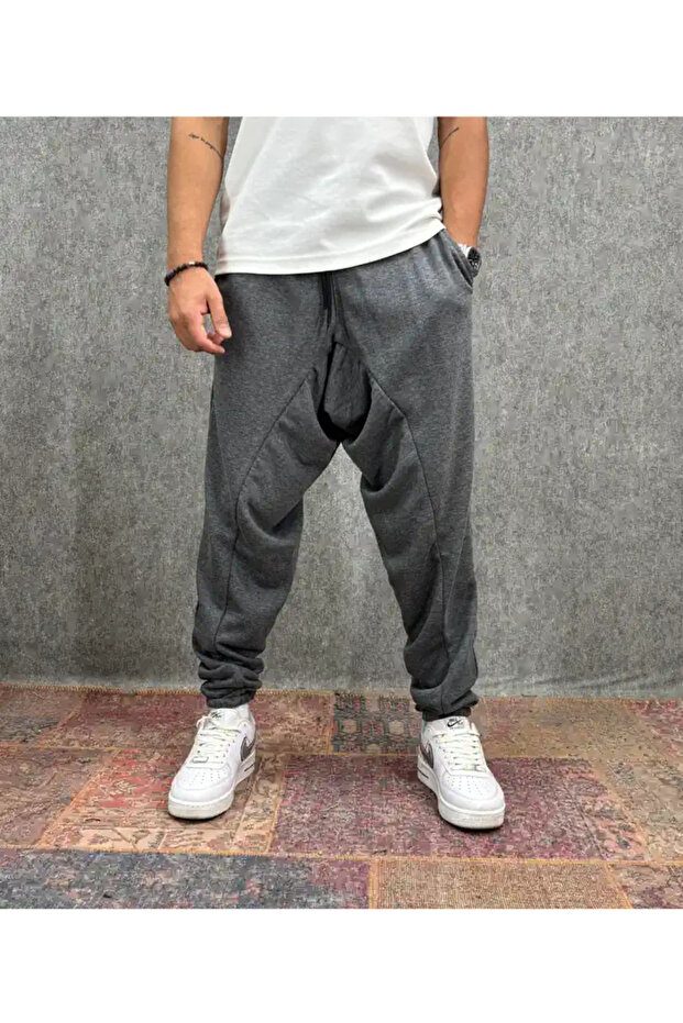 Anthracite Bohemian Baggy Pants with Elastic Waist
