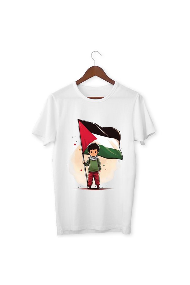 Palestine Solidarity T-Shirt Flag Printed T-Shirt Children Adult Unisex White T-Shirt