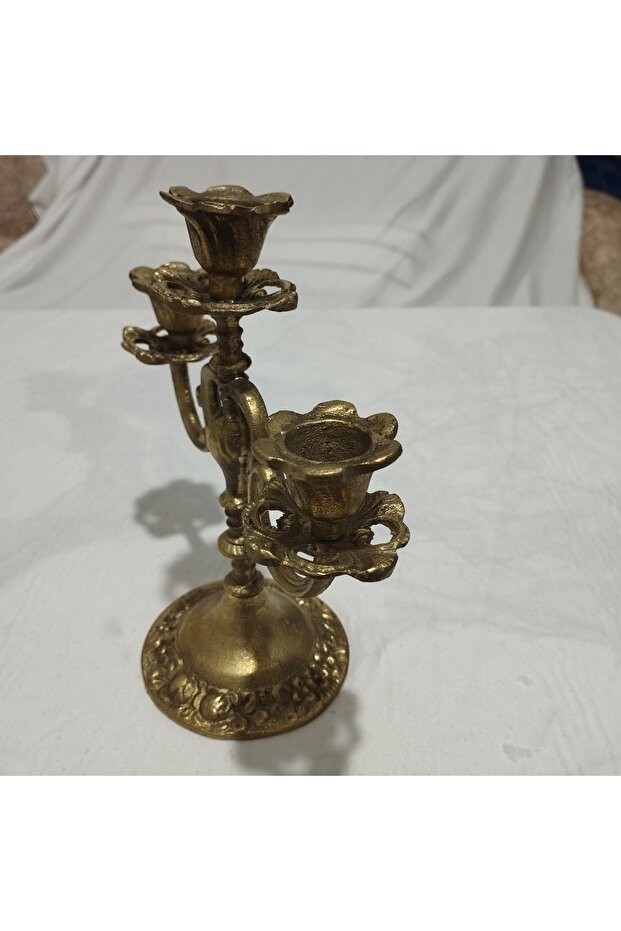 pirinç şamdan 3 kollu - 2