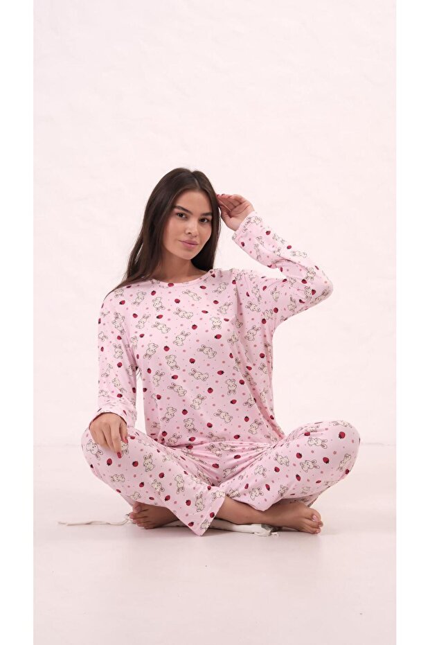 pamuklu uzun kollu pijama takımı - 2