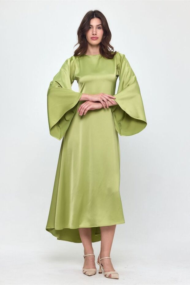 Saten Yarasa Kol Elbise - 2