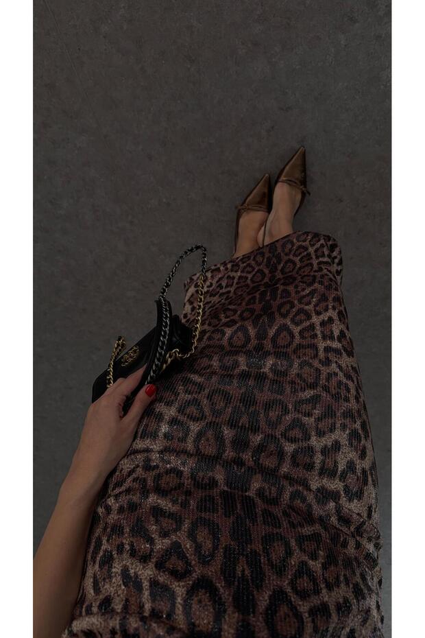 Rochie leopard cu paiete - 5