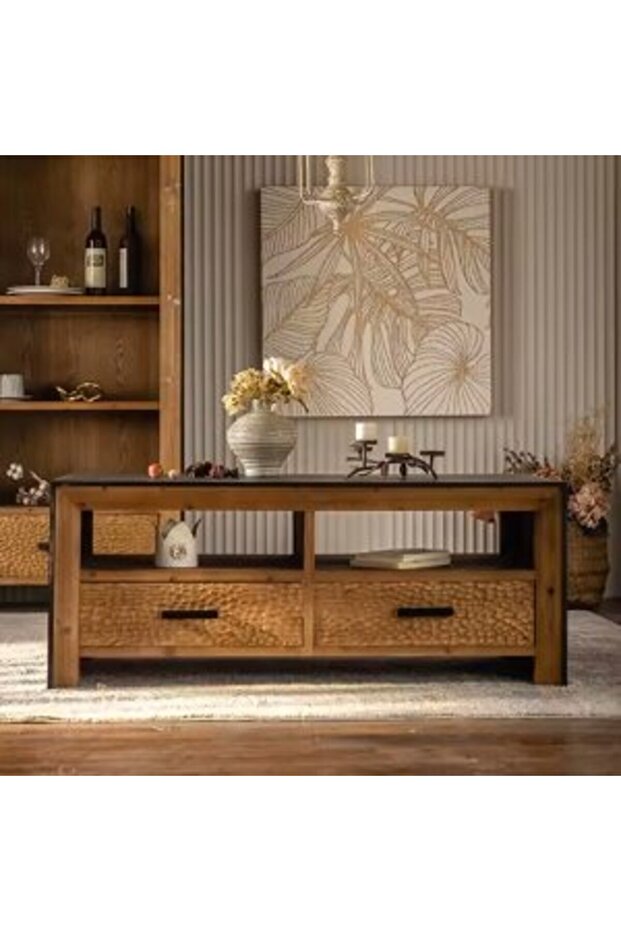 Solid wood coffee table, 120 cm - 4