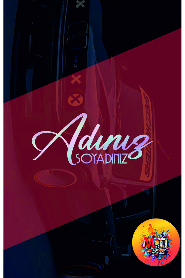 First Name Last Name 35X15 cm Foil Name Last Name and Custom Glass Lettering Models Hologram