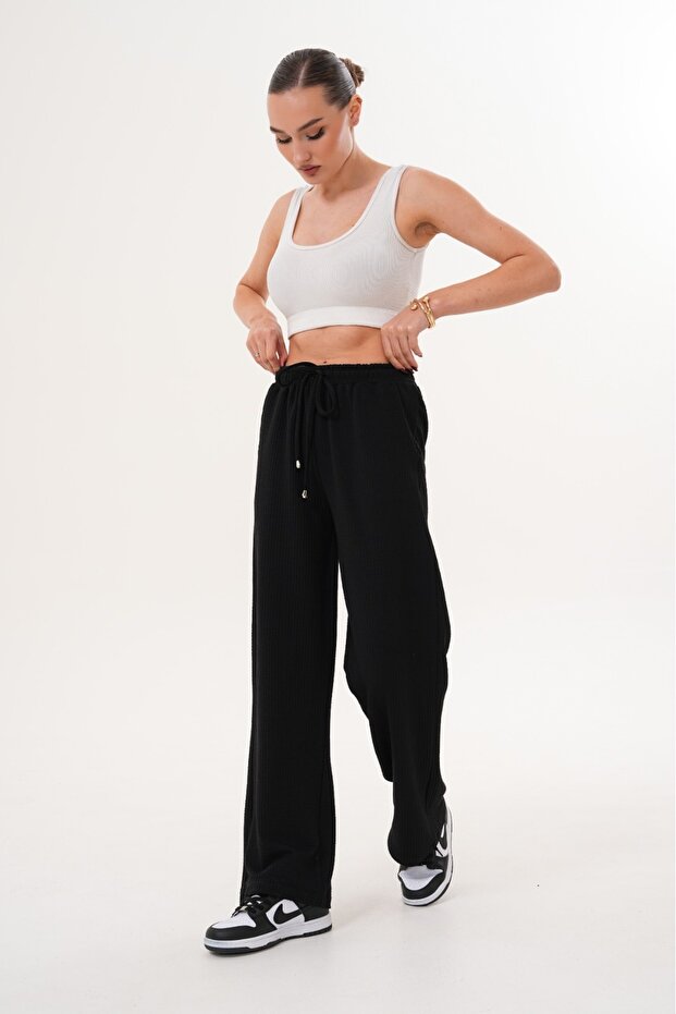 OVERSİZE BORU PAÇA ÖRME PANTOLON - 7