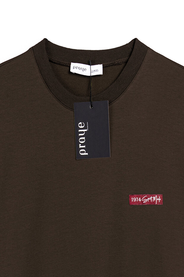 Printed Plain Sweat Brown - 3