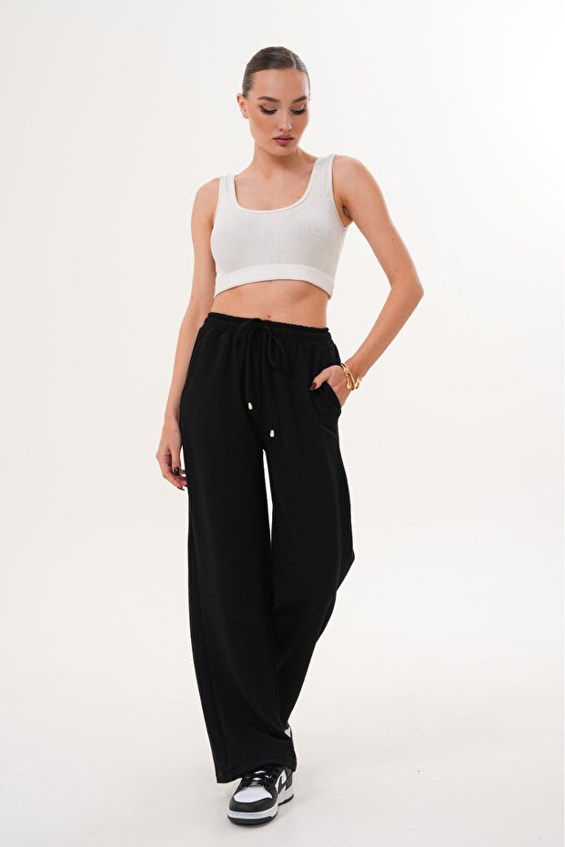 OVERSİZE BORU PAÇA ÖRME PANTOLON - 9