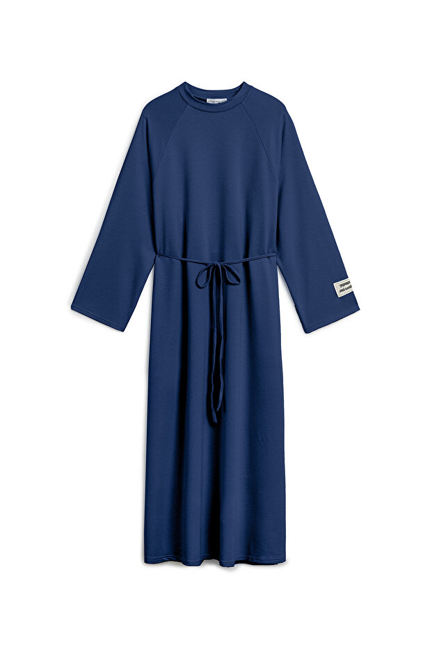 Rochie lungă oversize, albastru închis - 1