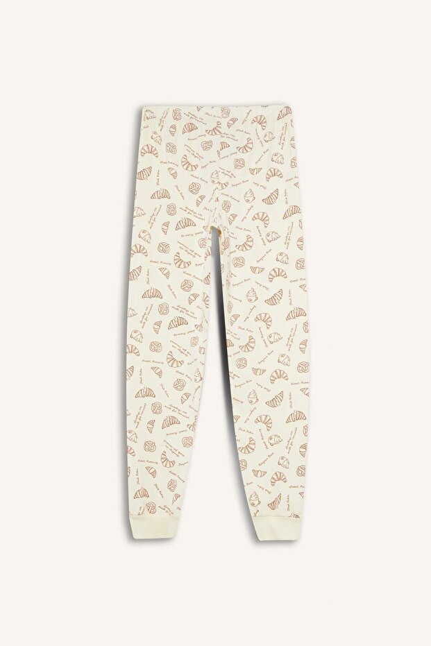 Kız Çocuk Pijama Takımı Baskılı Uzun Kollu Üst Desenli Uzun Alt F6231A825WN - 7