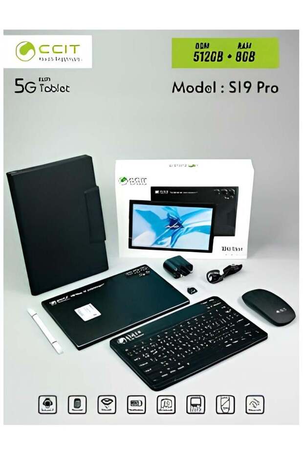 S19 Pro 5G 10.1 Inch Tablet PC Dual Sim 8GB RAM 512GB ROM 5800mAh Battery with Wireless Keyboar