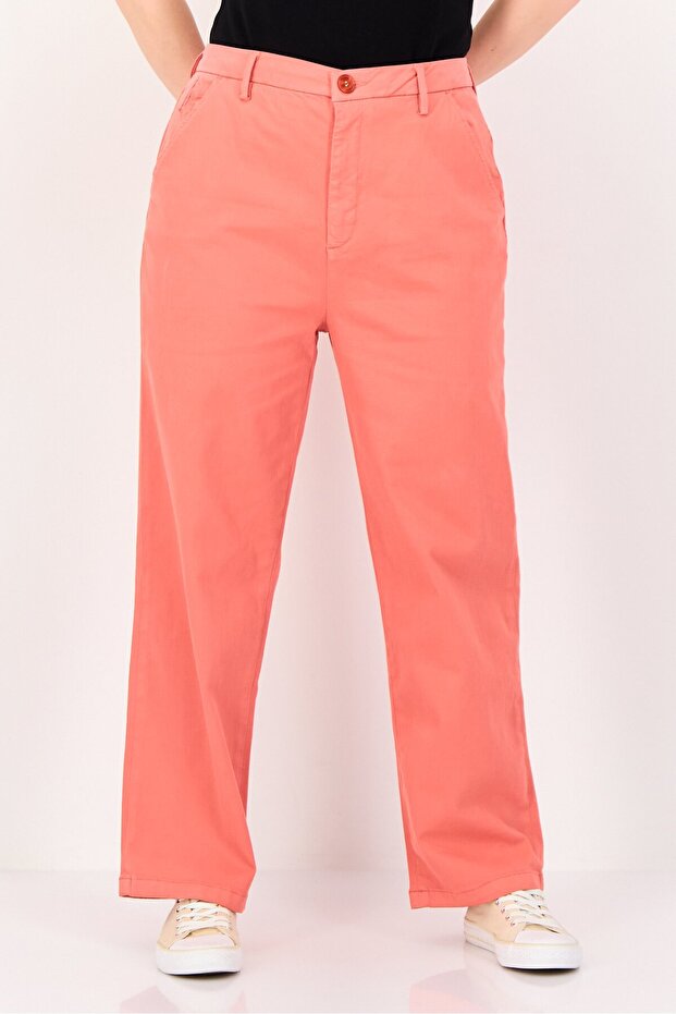 Women Cropped Fit Solid Chino Pants, Old Rose