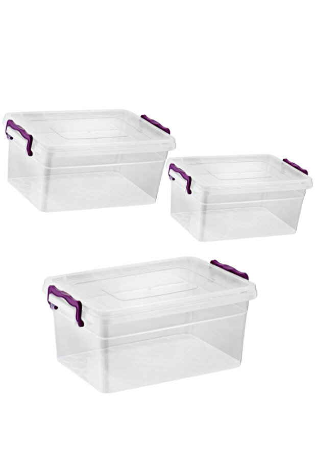 Turuncu saklama kabı seti, 5,5 litrelik, 3 adet, pratik ve şık kullanım sağlar. - 1