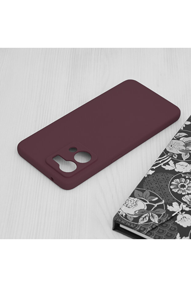 Double Structure Protective Case for Oppo Reno7 4G, Microfiber, Matte Cherry - 4