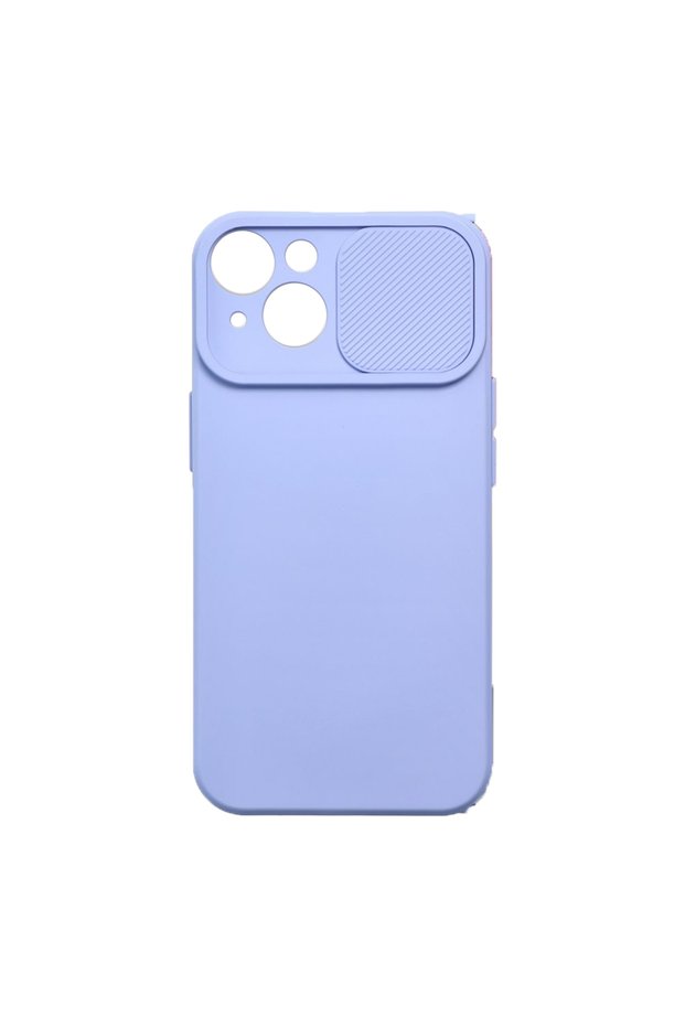 Silicone Case for iPhone 13, Silicone, Microfiber, Camera Protection, Camshield, Lavender Blue