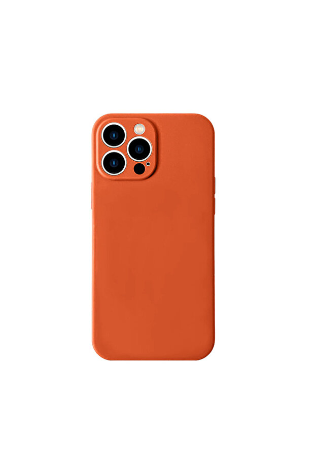 Silicone Case for Apple Iphone 14 Pro Max, Microfiber, Camera Protection, Orange - 1