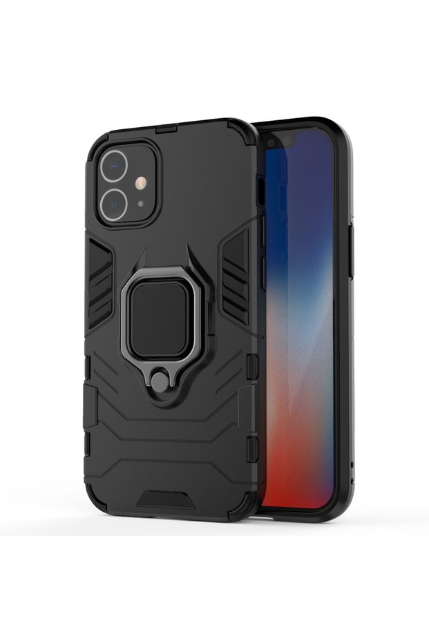 Armor Ring Case for Apple iPhone 12 / 12 Pro, Army Shield, Magnetic Ring, Rugged, Titanium Black