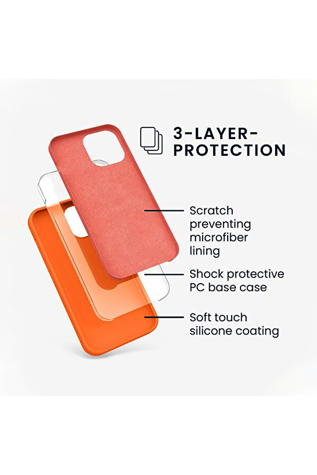 Silicone Case for Apple Iphone 14 Pro Max, Microfiber, Camera Protection, Orange - 3