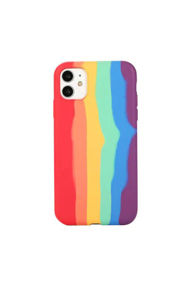 Silicone Case for Apple iPhone 12, Artsy, Elegant Design, Rainbow, Multicolor