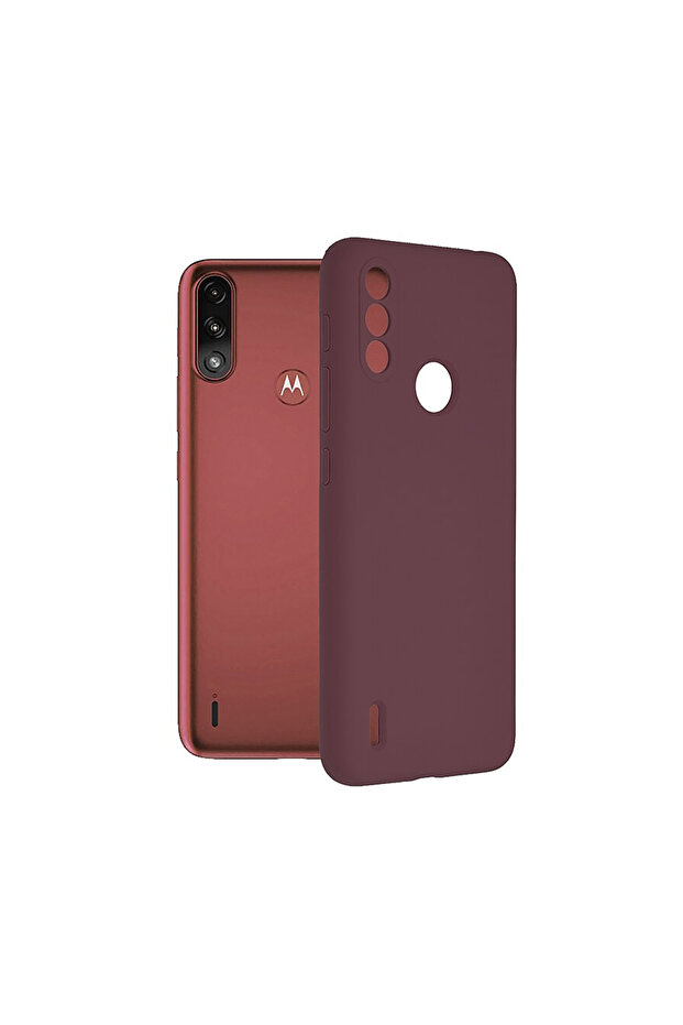 TPU Silicone Case with Microfiber for Motorola Moto E7 Power / E7i Power, Microfiber, Cherry - 1