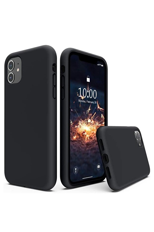 Case Compatible with iPhone 14 Plus, Soft Edge Silicone, Alcantara Interior, Black - 1