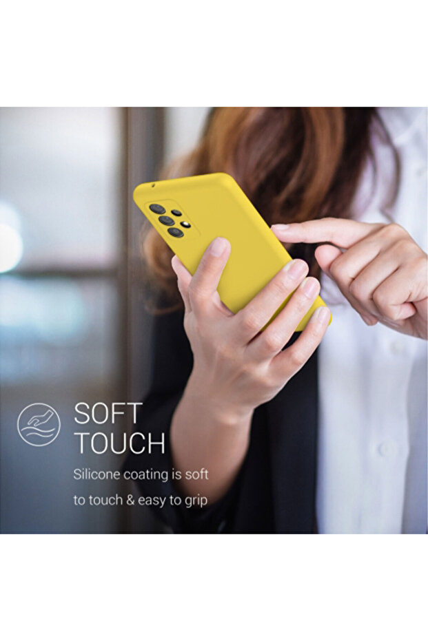 Silicone Case for Samsung Galaxy A33, Microfiber Interior, Yellow - 2