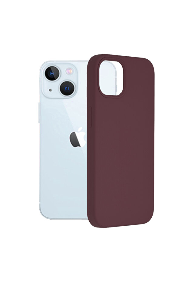 Double Structure Protective Case for iPhone 13, Microfiber, Matte Cherry - 1