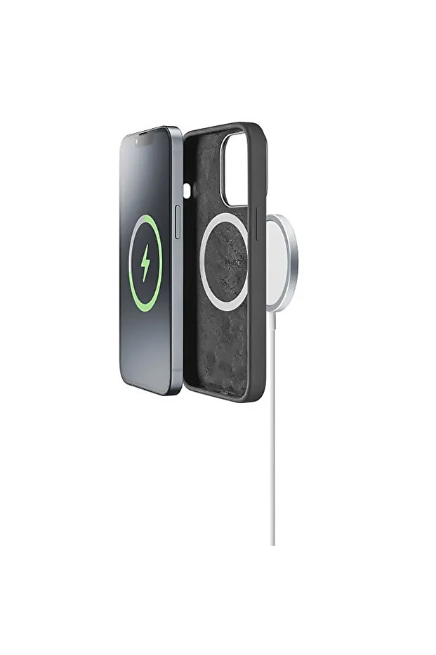 Silicone case for Apple iPhone 14, Magsafe, Microfiber, Black - 5