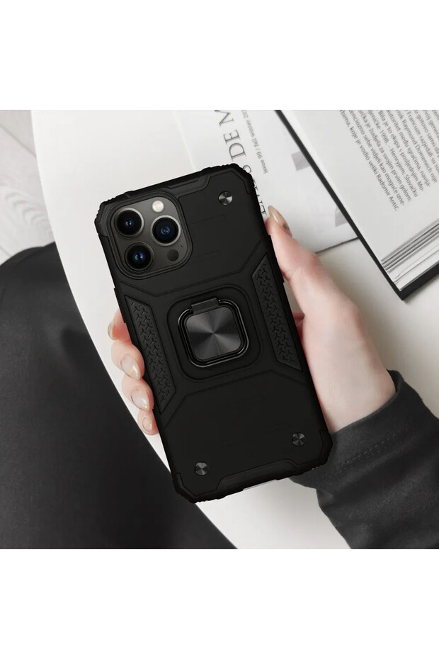 Armor Ring Case for Apple iPhone 15, Ring Support, Rugged Durable Case, Red - 6