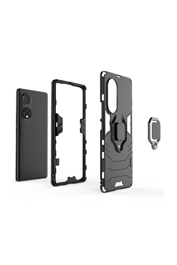 Case for Huawei Nova 9, Army Shield Protection, Armor Ring Holder, Black - 2