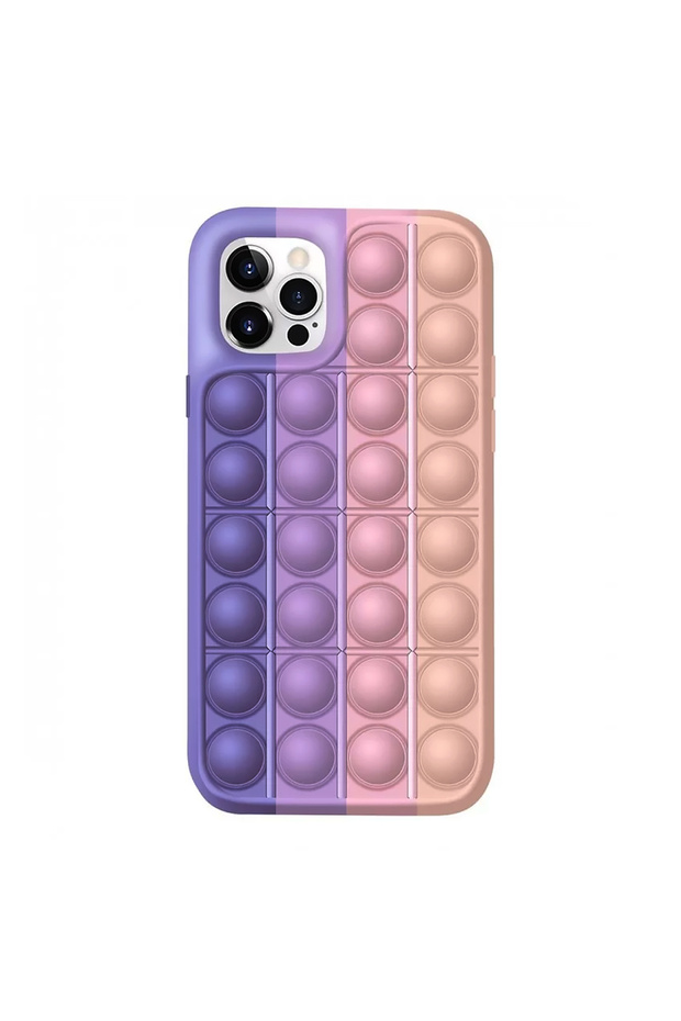 Husa pentru Apple Iphone 12 Pro Max, Push Bubble Pop It, Violet/Lila/Roz/Crem