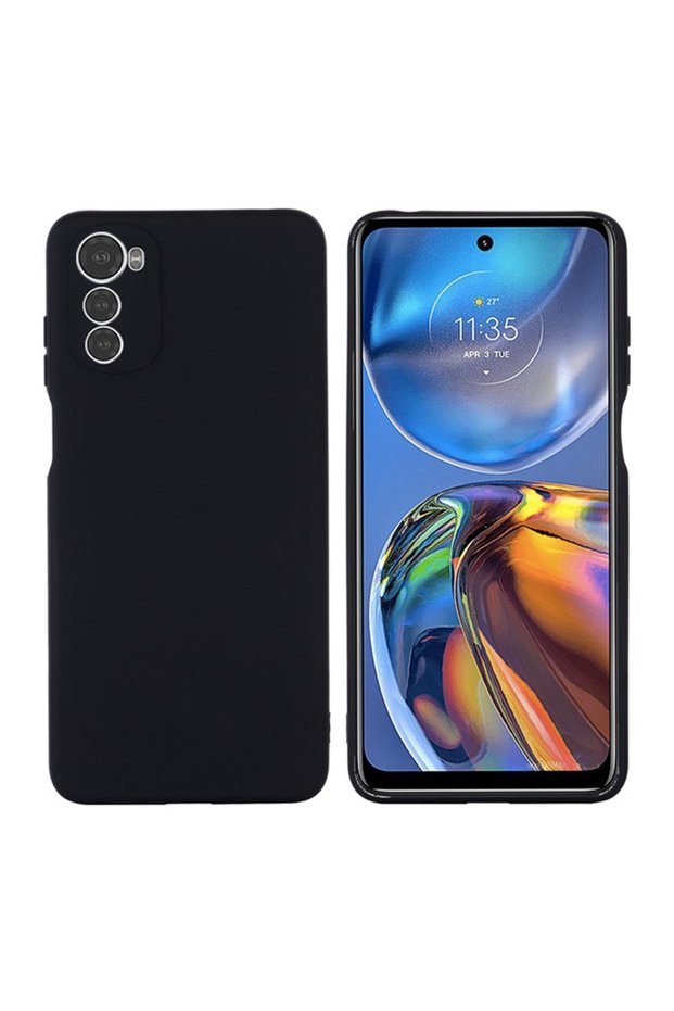 Husa din silicon pentru Motorola Moto E32 / E32S, Microfibra, Protectie Camera, Negru