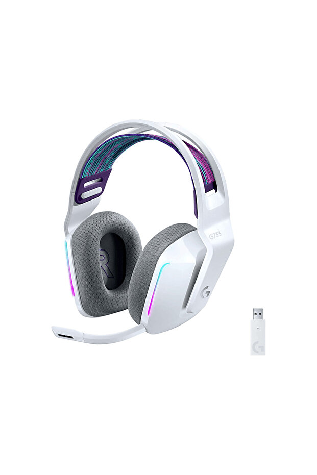 G G733 LightSpeed RGB Kablosuz 7.1 Surround Ses Oyuncu Kulaklığı Beyaz