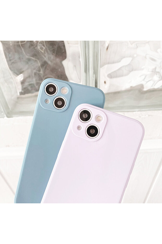 Silicone Case for Apple iPhone 14, Microfiber Interior, Light Blue - 4