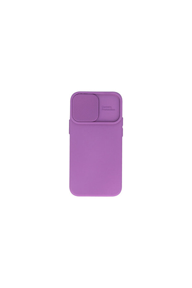 Silicone Case for iPhone 14, Silicone, Microfiber, Camera Protection, Camshield, Purple - 6