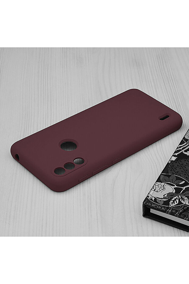 TPU Silicone Case with Microfiber for Motorola Moto E7 Power / E7i Power, Microfiber, Cherry - 4