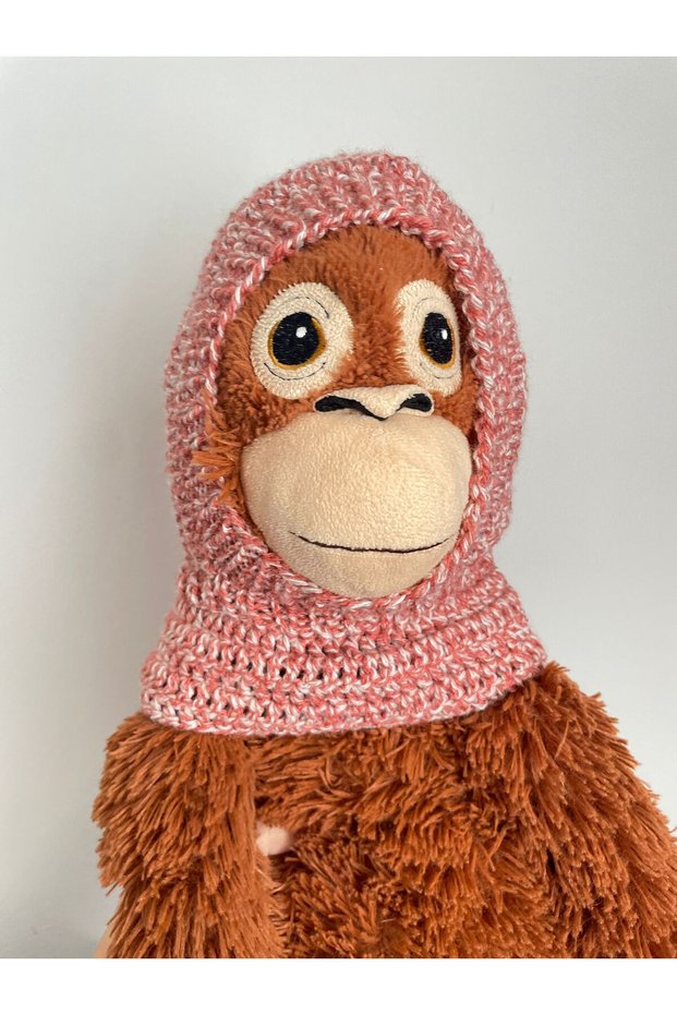 Baby Kids Hand Knitted Knitted Neck Collar Beanie Balaklava Dusty Rose White