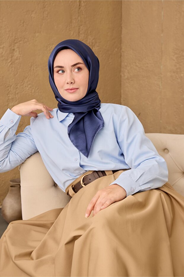 Sura İpek Eşarp 11416-S03 Gece Mavisi - 3