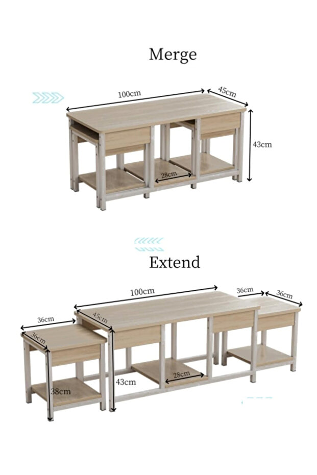 3-piece nesting coffee tables, stackable side tables, TV stand, open storage - 4