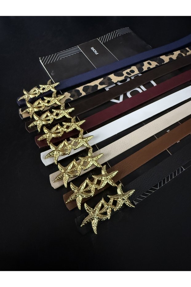 8-Piece Star Buckle Women's Belt, Coat Belt, Shirt Belt, Dress Belt