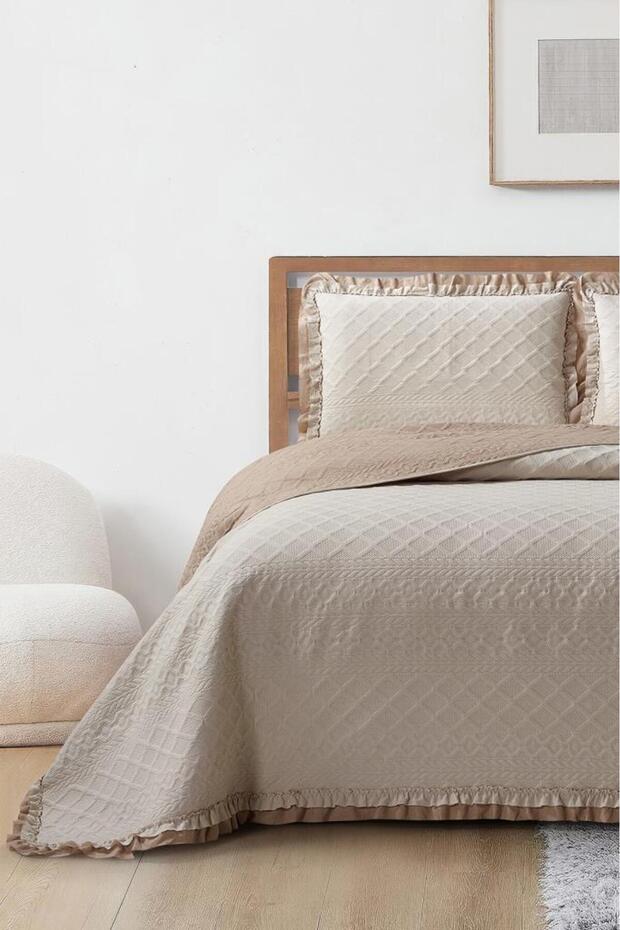 Roma Fiber Filled Double Size 240X260 cm Bedspread Beige