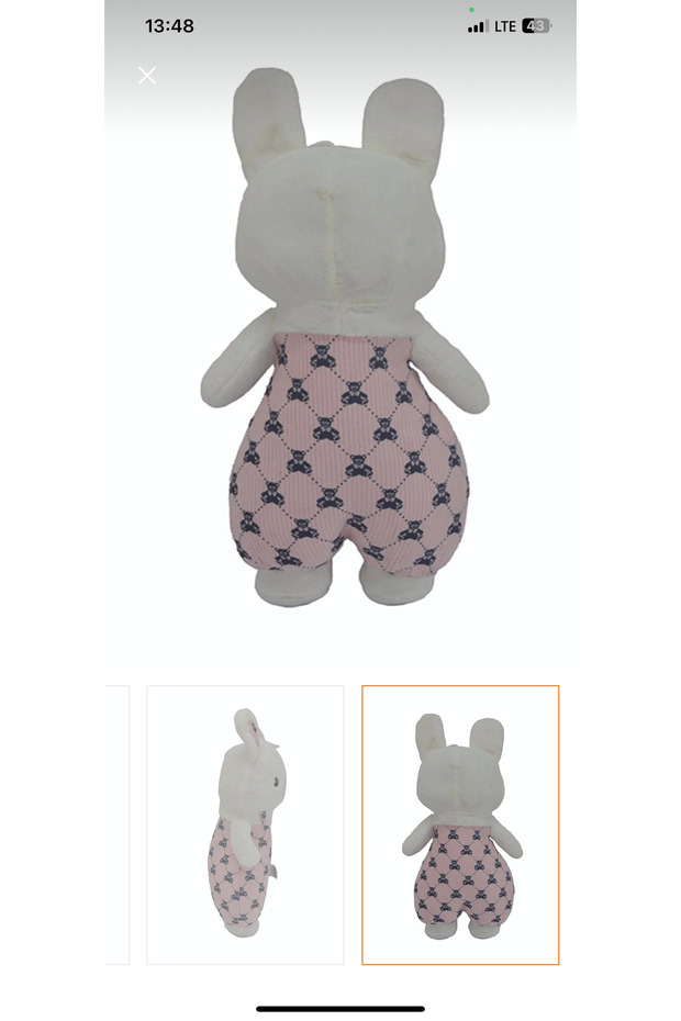 Plush Bunny in Overalls