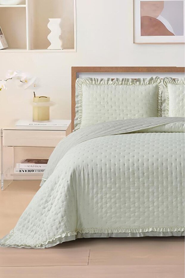 Lisbon Fiber Filled Double Size 240X260 cm Bedspread Cream