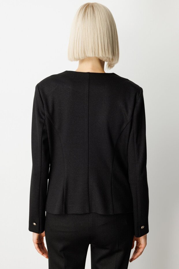 Single Button Decorative Flap Pocket Jacket - 4