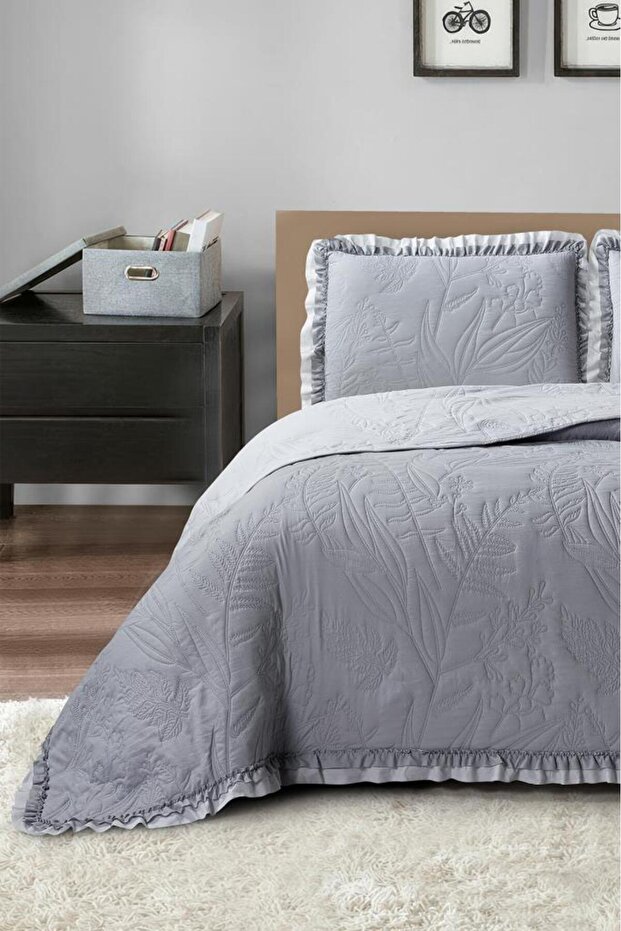Madrid Fiber Filled Double Size 240X260 cm Bedspread Gray