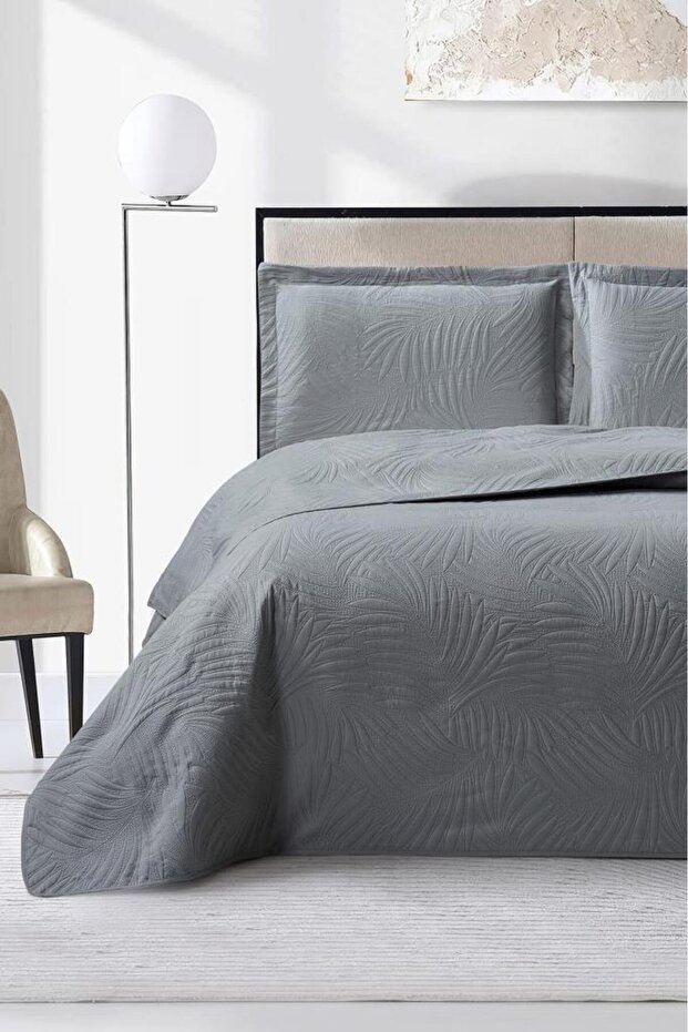 Prag Fiber Filled Double Size 240X260 cm Bedspread Anthracite