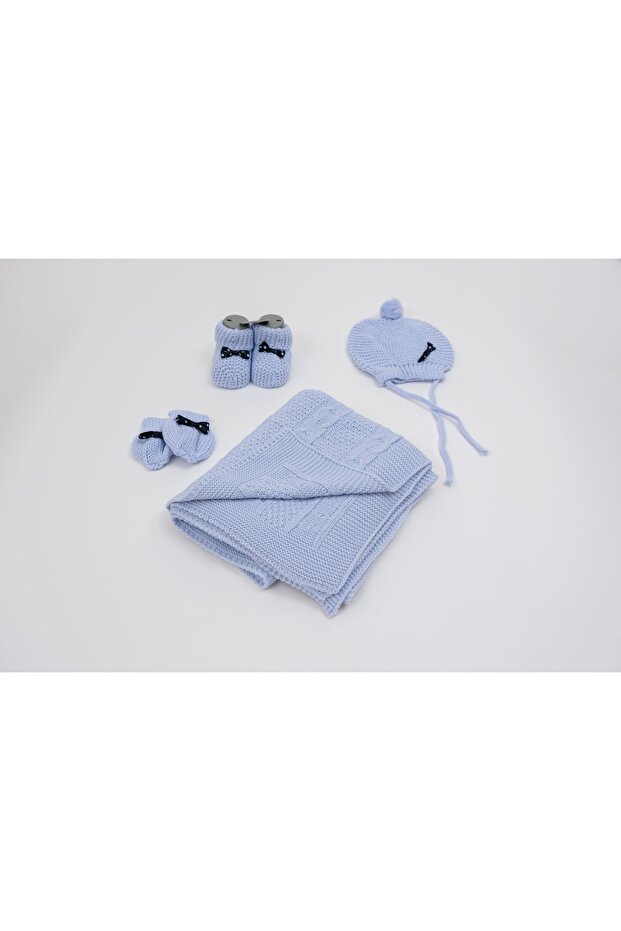 Knitted Baby Set 4 Pieces | Blanket, Hat, Booties, Gloves – Newborn Hospital Release