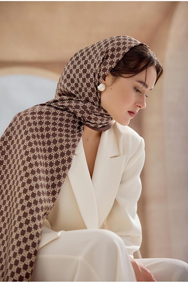 KAHVE DAMA İPEK ŞAL - 3