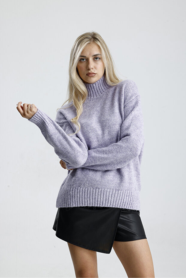 Dik Yaka Kadın Triko Kazak - 2